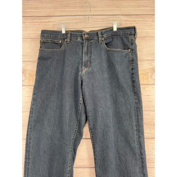 Lands' End Flannel‎ Lined Straight Leg Jeans Men's 38x32 Blue Dark Wash Denim - Picture 3 of 14